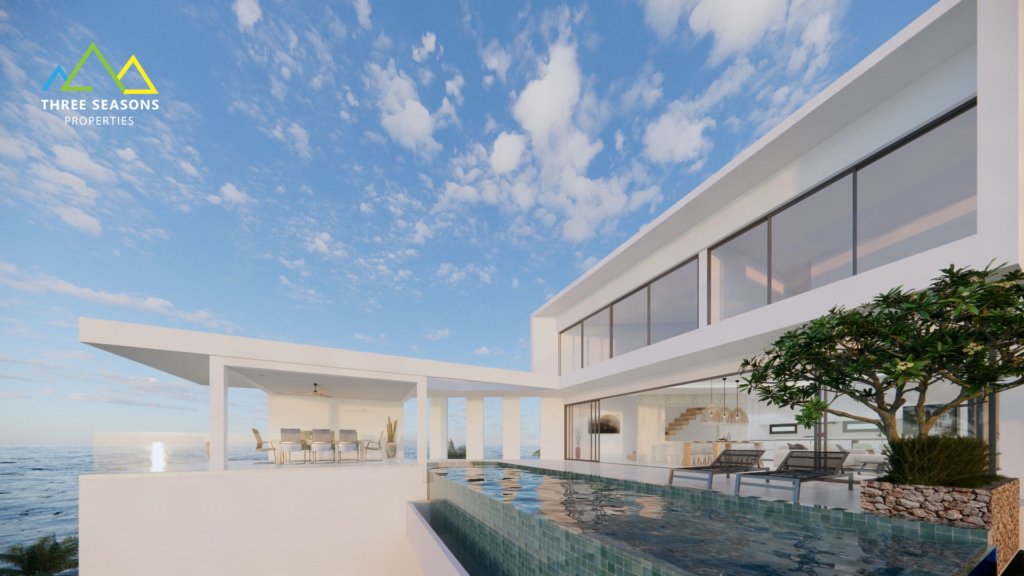 Modern design 3 bed pool villa with absolute sea view