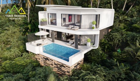 Modern style 3 bed ocean view pool villa in Chaweng