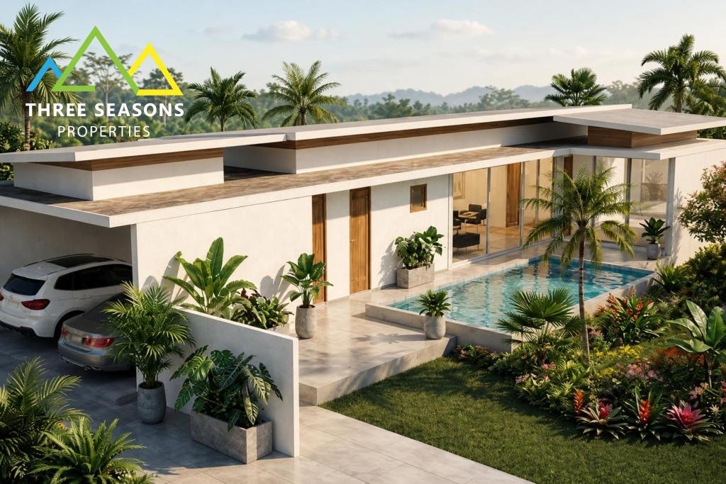 Modern 3 bed pool villa secluded with coconut palms – Koh Samui