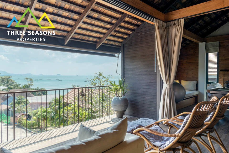 Stunning view of the sea from the private villa terrace