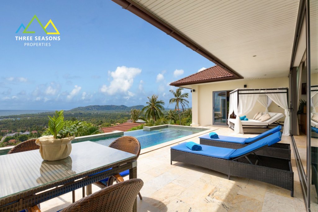 Beautiful 5 Bedrooms Sea View Pool Villa for sale in lamai.